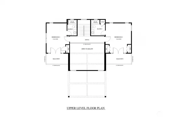 Upper level floor plan of house plan being permitted on this lot