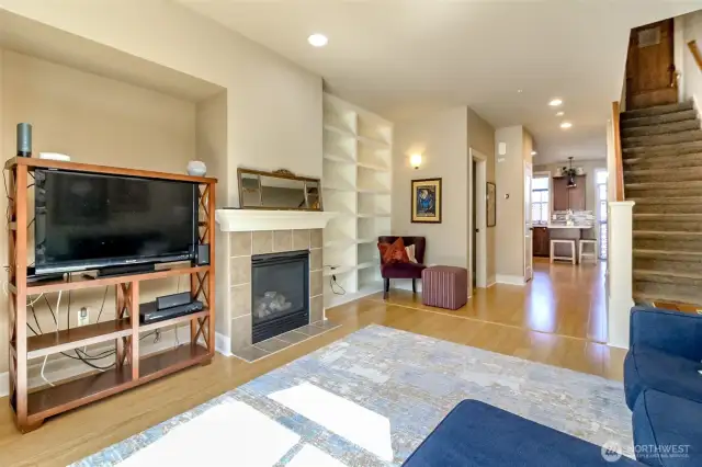 Custom built-ins for all your treasures and you will love the gas fireplace on cold Pacific Northwest nights!