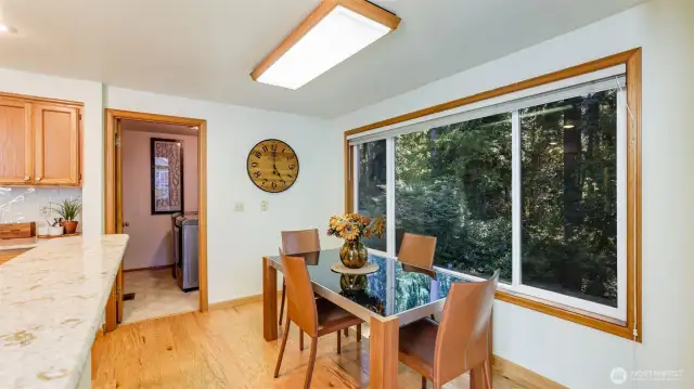 The eating nook is excellent for parties and setting up food for our guests.