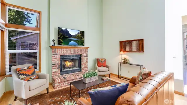 A different picture of the family room.  A great place for togetherness or play video's or watch TV.