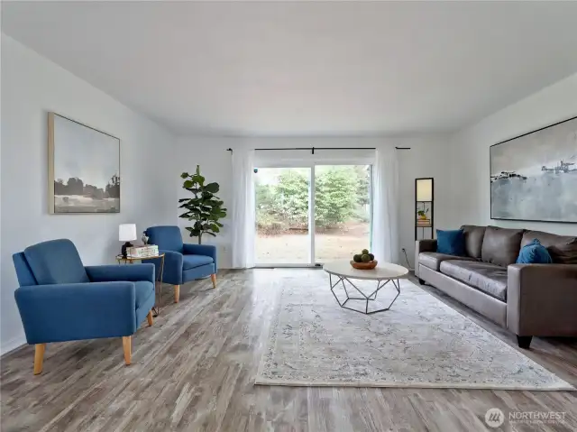 Living room with sliders to patio
