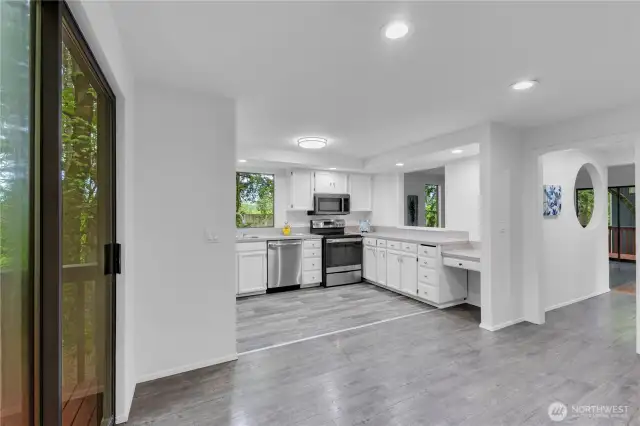 Kitchen and slider on left