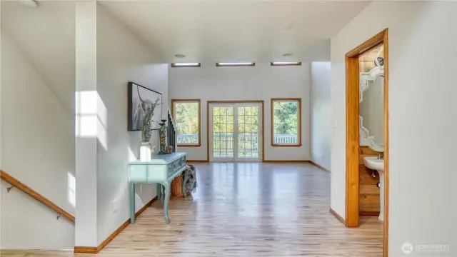 Powder room to the right for guest