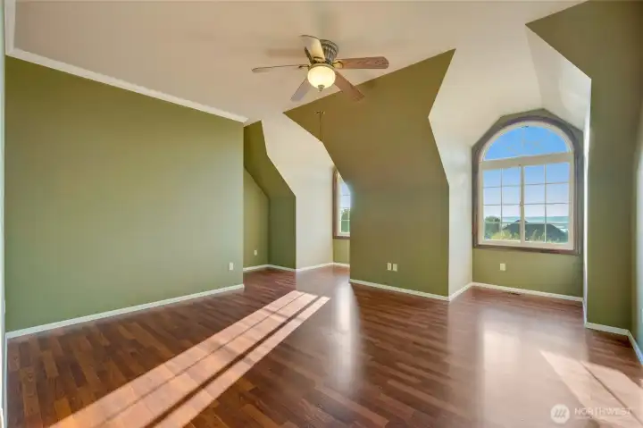 Primary bedroom has a stunning view!