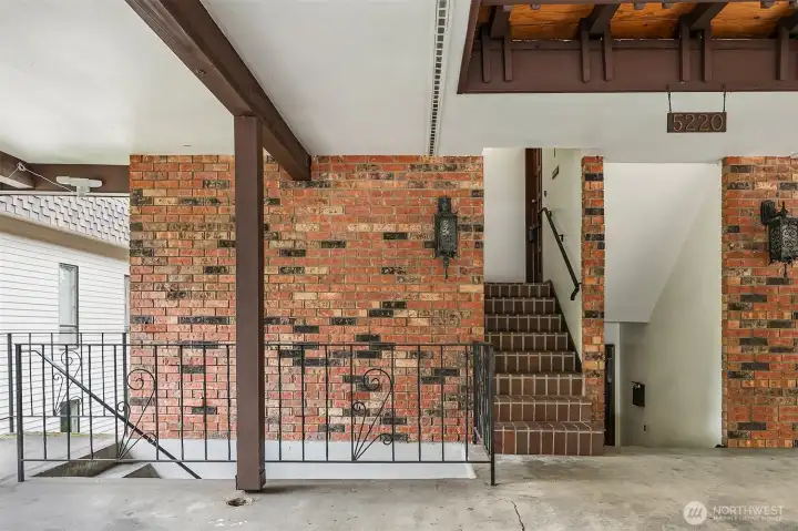 Close up of entry from the carport. The top floor unit is just up the steps.