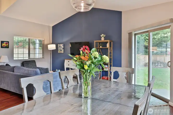 Nice Look at Vaulted Ceilings! There is room for Dining table - near the kitchen...easy to serve and stay connected!