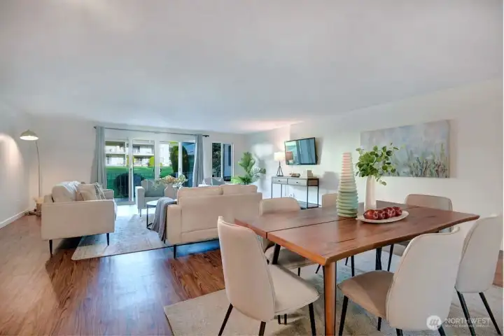 Open living & dining area