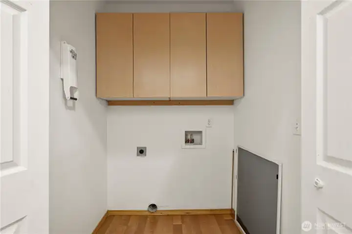 Handy laundry with storage in the kitchen