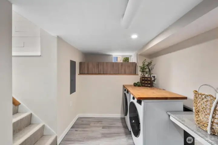 Laundry room, tiled basement.