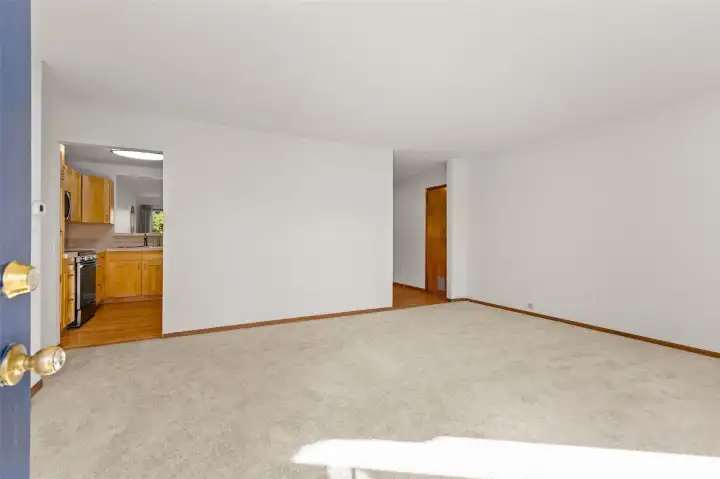 Right when you walk in one of the two living areas.