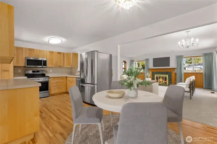 Dining in the kitchen. (virtually staged)