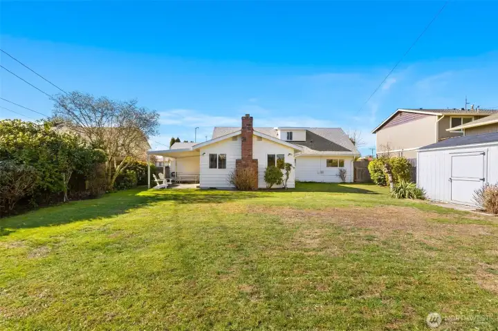 Looking to the backyard, from the very back fence.