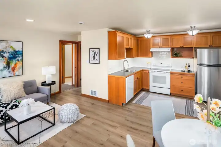 Apartment with living and kitchen space combined