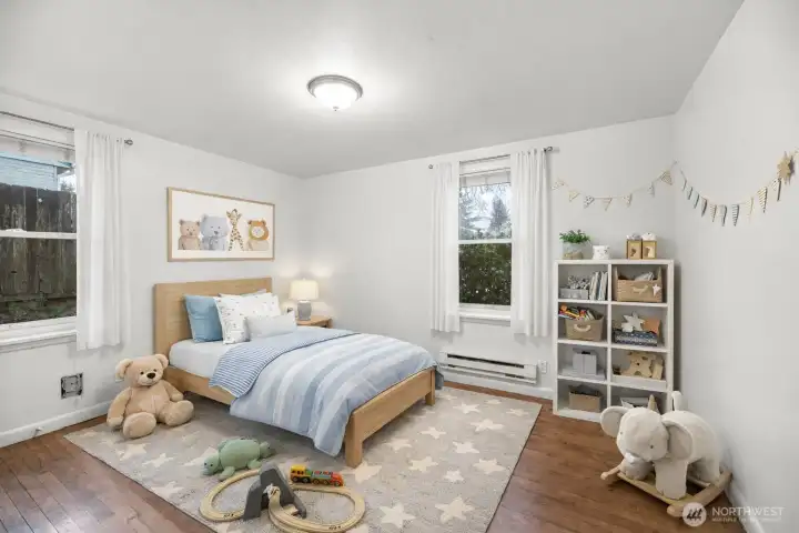 Second bedroom is virtually staged.