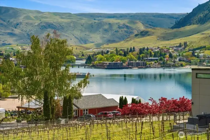 View overlooking Lake Chelan and the Vin du Lac vineyards.