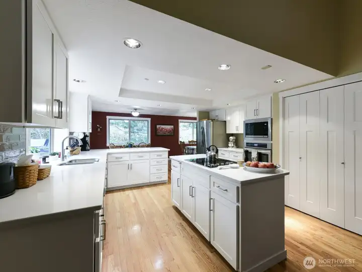 Expansive kitchen, view from the family room.