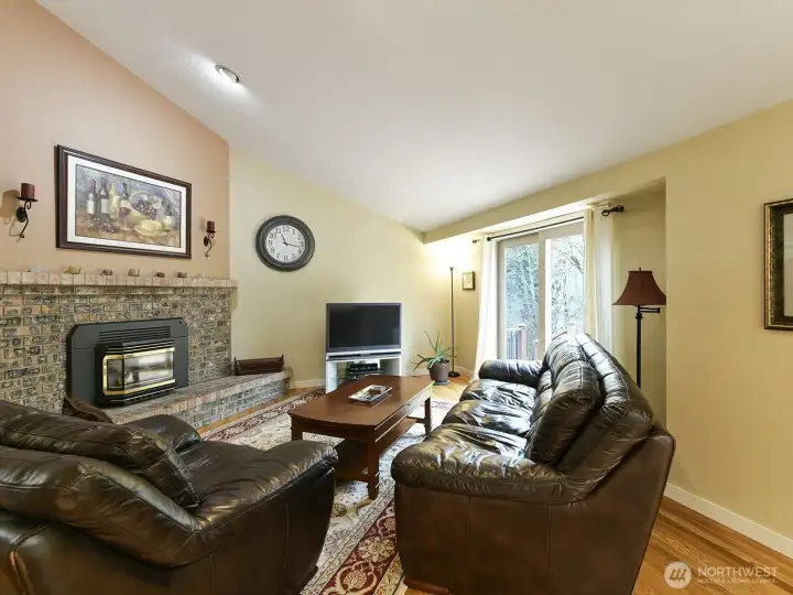 Cozy family room, flows right into the kitchen.