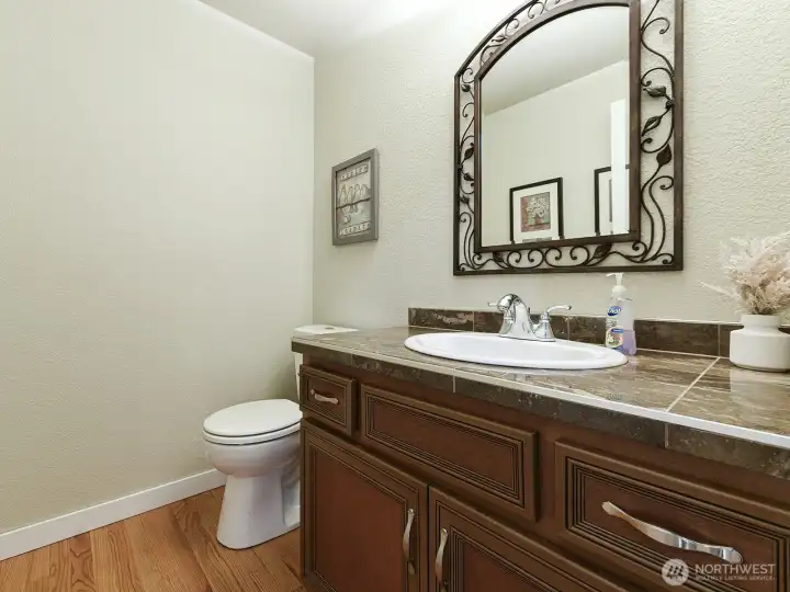 Half bath off of family room.