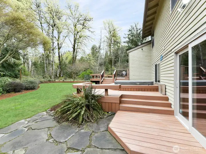 Deck crosses entire back of house.