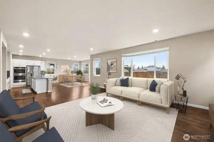 virtually staged great room