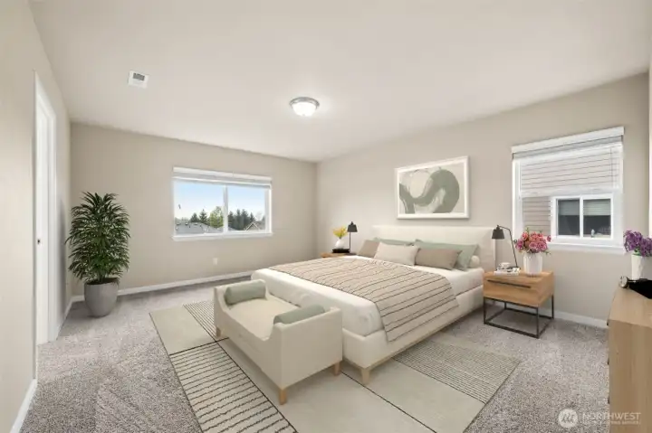 Virtually staged Primary suite