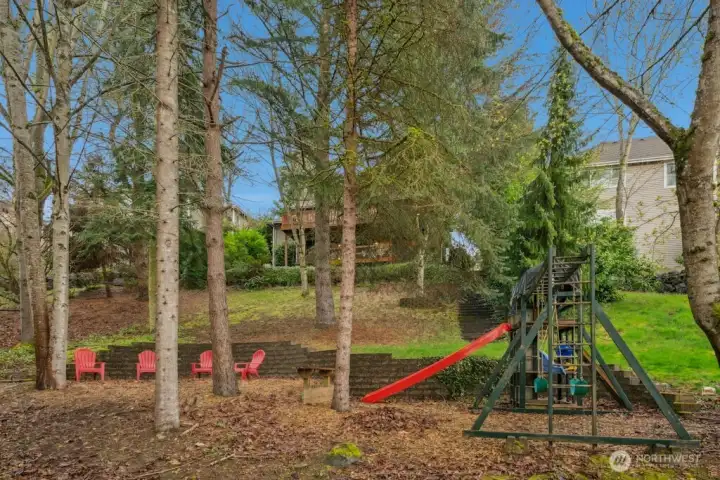 Swing set virtually staged.