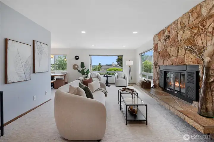 Living Room w/ Wood Fire Place