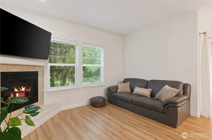 Cozy Fireplace, TV Stays, Window Blinds Throughout! Newer Flooring, Paint, & Trim!