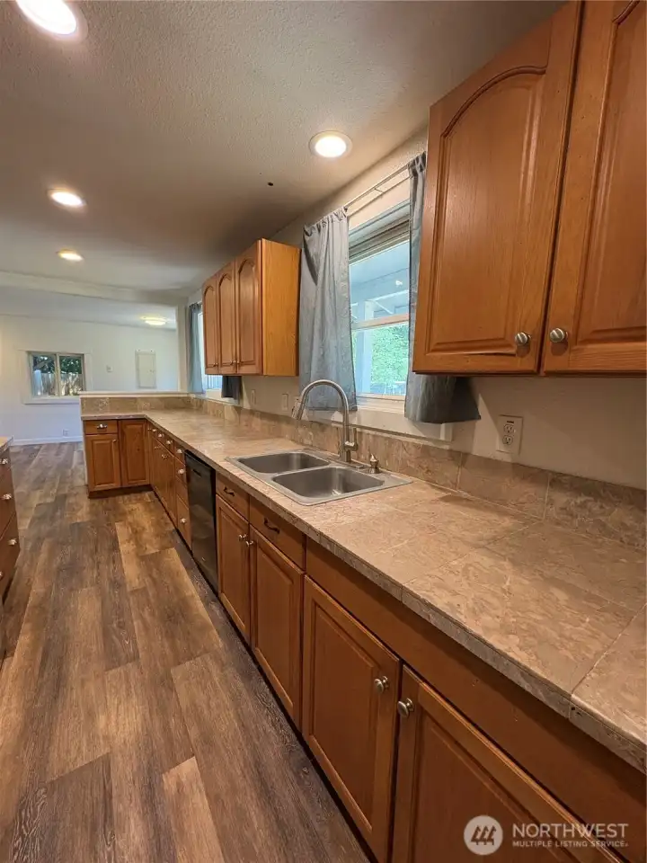 Expansive marble counters and cabinets Expansive marble counters and cabinets