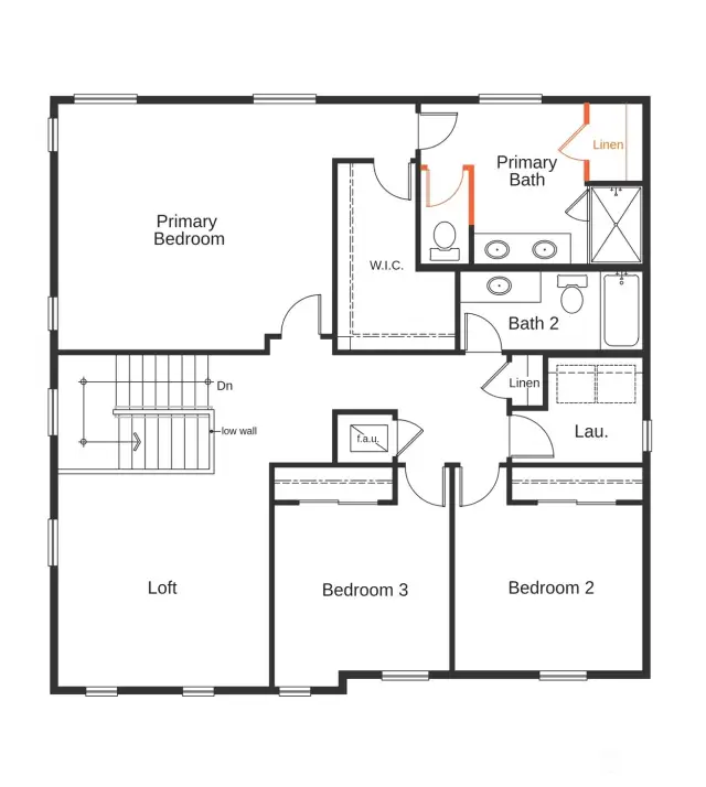 Upper floor layout.