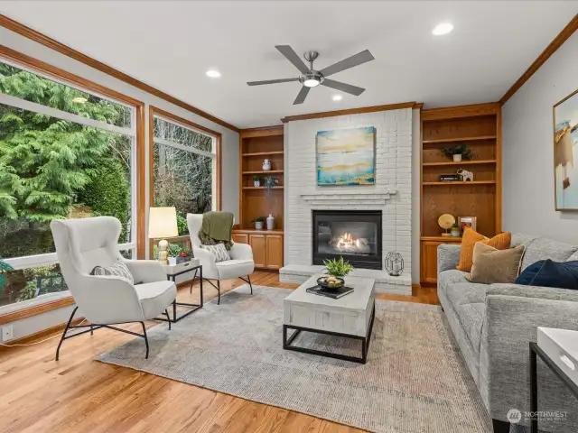 Family room with amazing greenbelt views!