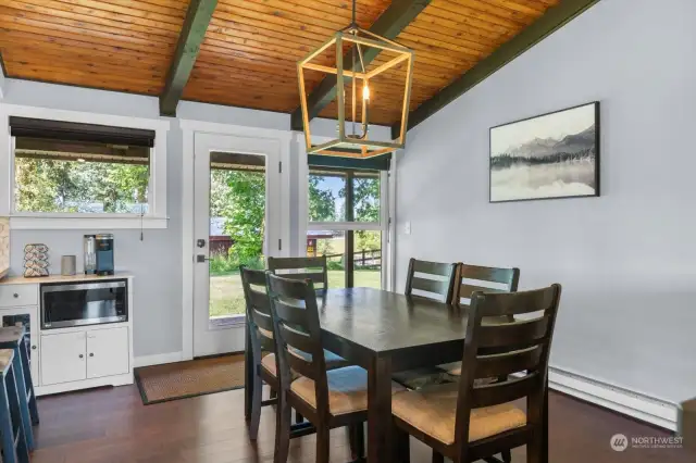 Dining Room with views of backyard