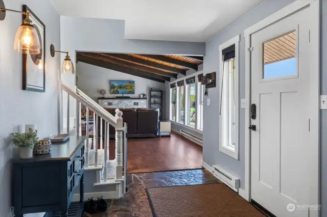 Entry with living room views