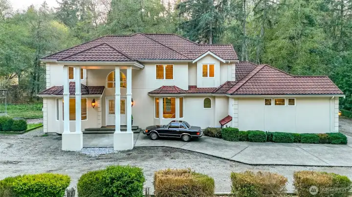 Aerial of home entrance