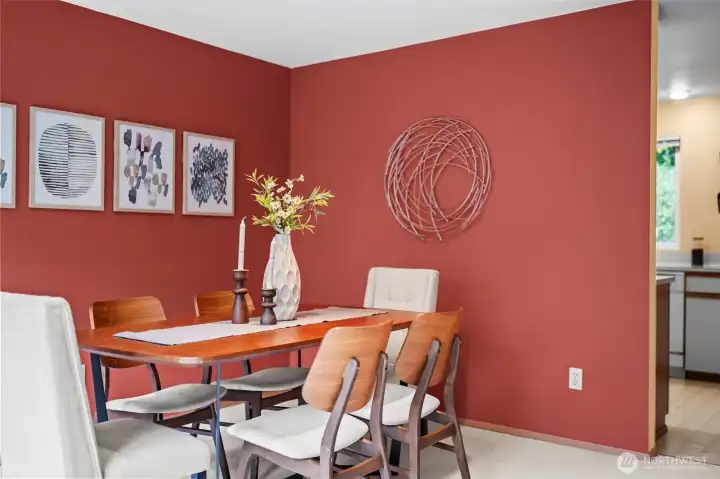 A formal dining area just off the kitchen.