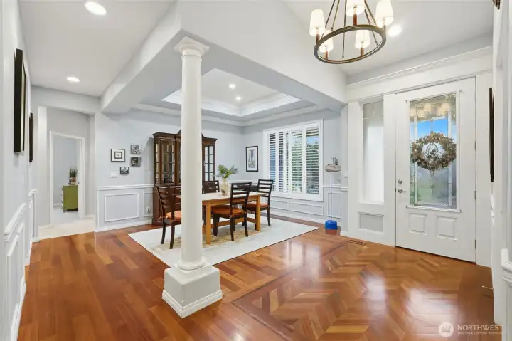 Sophisticated setting for hosting dinners and celebrations.