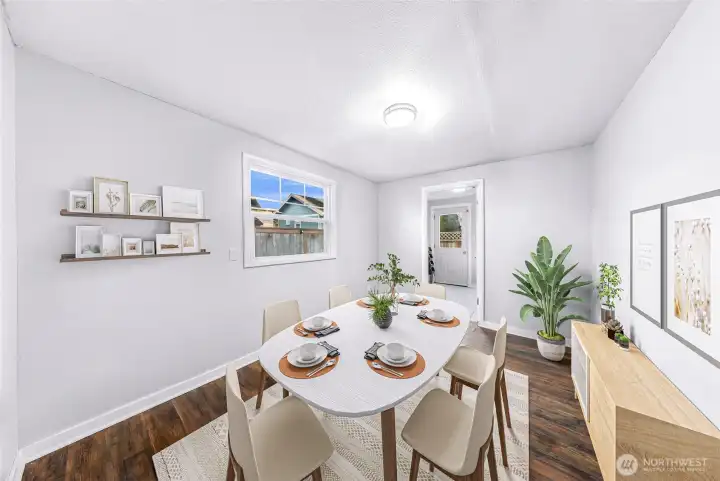 Flex room as virtually staged as dining room.