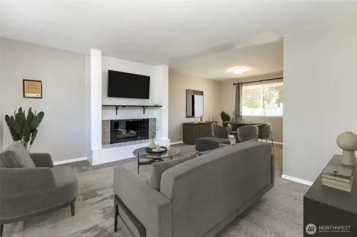 Oversized family room complete with gas fireplace! Oversized family room complete with gas fireplace!