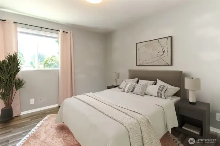 Virtually staged Bedroom #2- large bedroom located on 2nd floor. Virtually staged Bedroom #2- large bedroom located on 2nd floor.