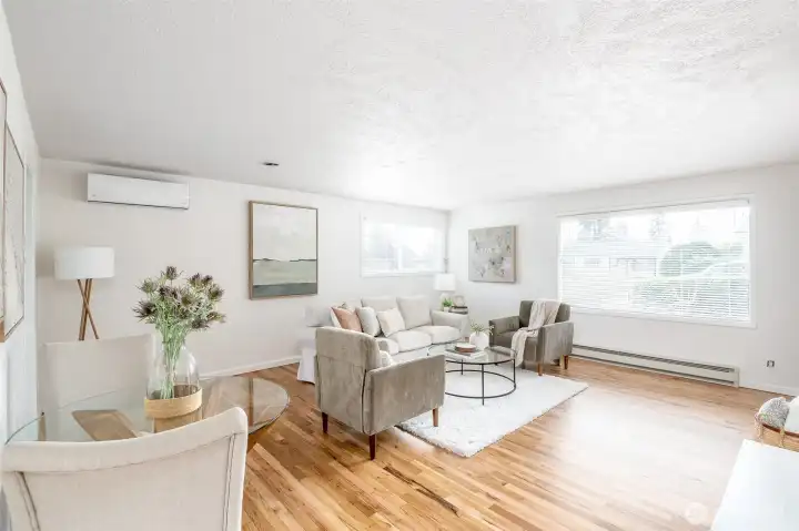 There are lots of ways to configure the furniture in this generous living space.