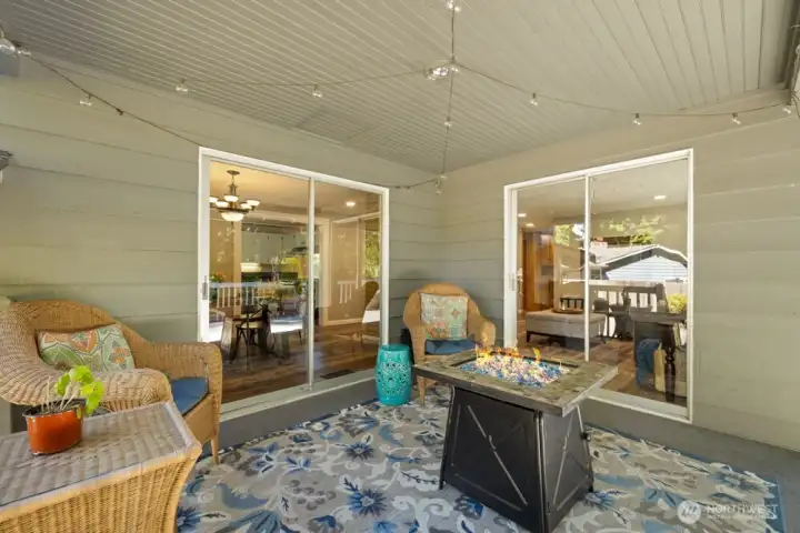 Covered patio with sliders entering to the dining and living room Covered patio with sliders entering to the dining and living room