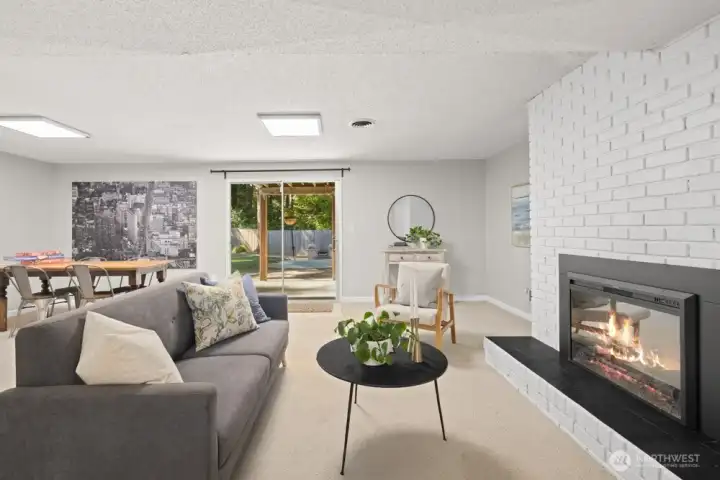 Extra large basement living room with slider out to the backyard Extra large basement living room with slider out to the backyard