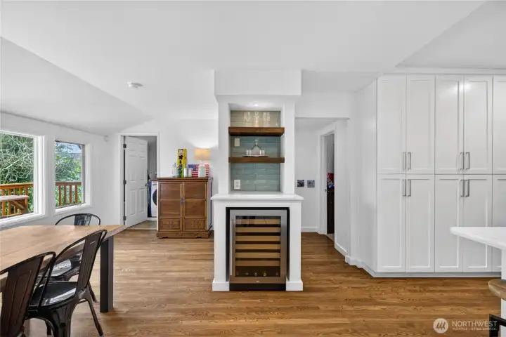Mini butler bar with wine fridge