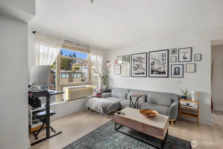 Open Concept Living Space w/ West Facing Windows and AC