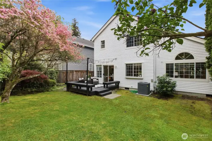 Back of house with deck.