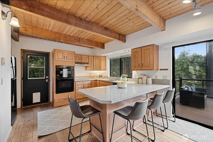 Nicely remodeled kitchen with extra seating