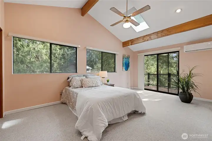 Vaulted ceilings with lots of natural light from skylights