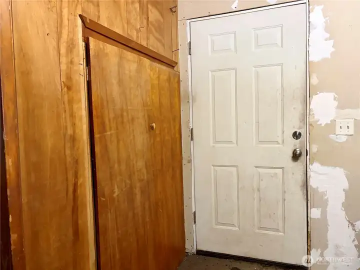 Back door and lots of storage.