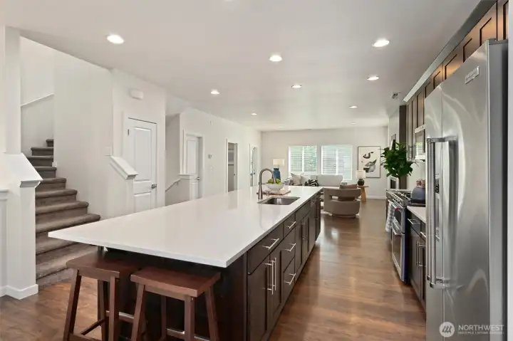 This expansive kitchen island makes cooking, entertaining, and gathering a breeze.