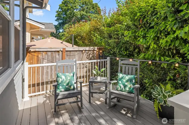 Just off the kitchen is this composite deck.